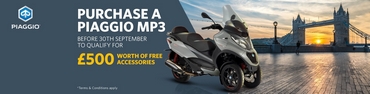 Buy a new Piaggio MP3 and get &pound500 worth of free accessories