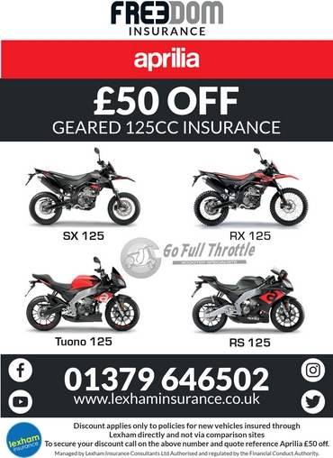 &pound50 Off Aprilia 125cc Insurnace