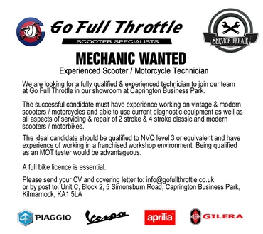 Scooter / Motorcycle Technician Wanted